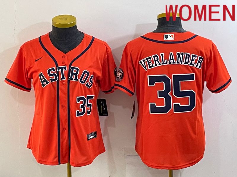 Women Houston Astros #35 Verlander Orange Game Nike 2022 MLB Jersey->women mlb jersey->Women Jersey